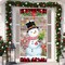 Snowman Wood Grain Christmas Door Cover, 6 x 3 Feet, Polyester